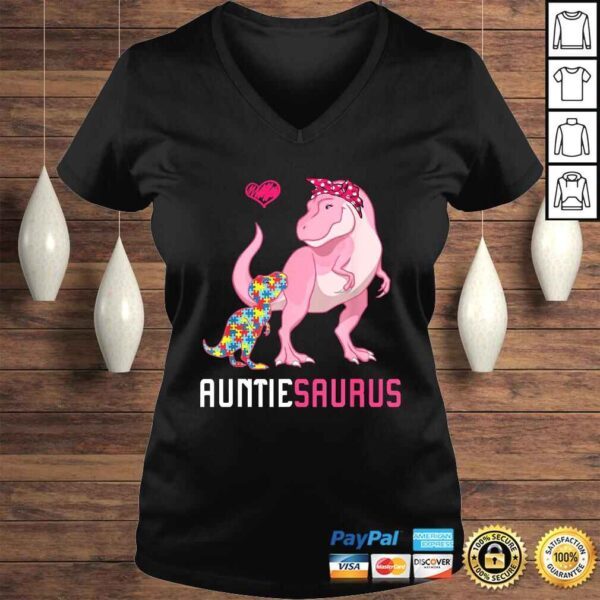 Auntiesaurus Autism Awareness Shirt Auntie Saurus Family G - Image 2