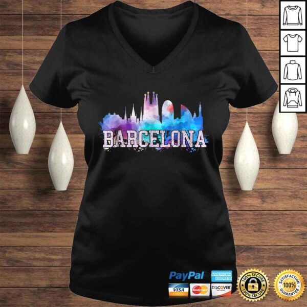 Barcelona Shirt - Skyline Watercolor Art Souvenir Gift - Image 2