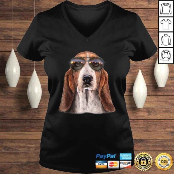 Basset Hound Dog Wearing Swag Aviator Sunglass, Tee T-Shirt - Image 2