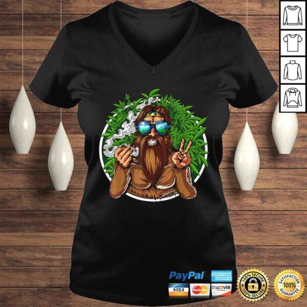 Bigfoot Hippie Smoking Weed Funny Marijuana Cannabis Stoner Tee T-Shirt - Image 2