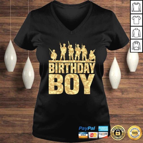 Birthday Boy Army Party Military Party Supplies Camo Gift TShirt - Image 2