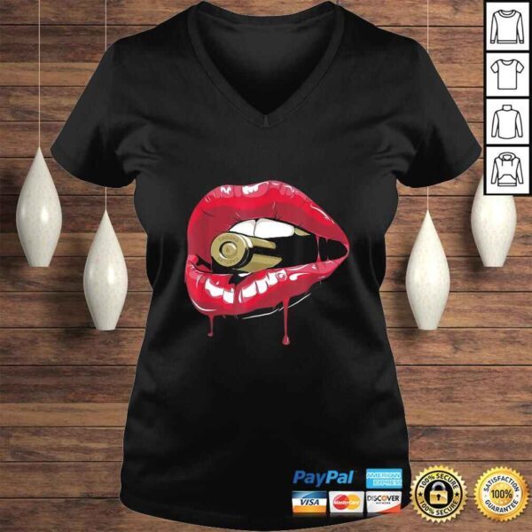 Biting the Bullet Red Lipstick Lips T-shirt - Image 2