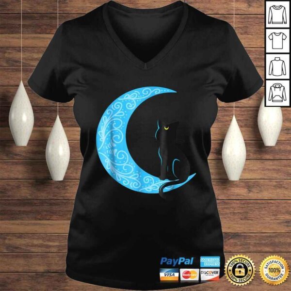 Black Cat Crescent Moon Sailor Mom V-Neck T-Shirt - Image 2