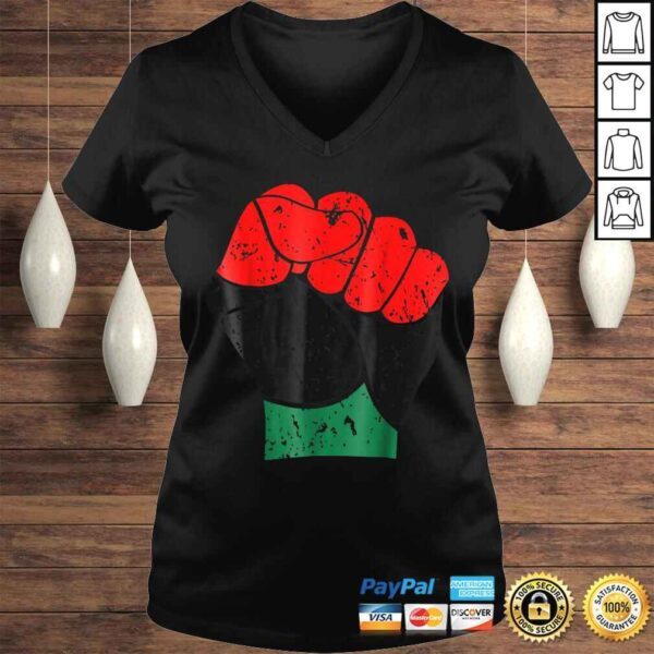 Black History Shirt Red Black and Green Pride Fist - Image 2