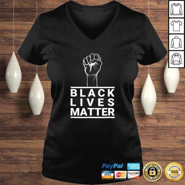 Black Lives Matter Raised Fist Equal Justice Under Law V-Neck T-Shirt - Image 2