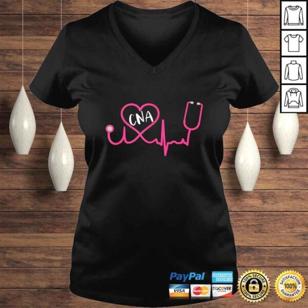 CNA Nursing Assistant EKG Stethoscope Heart Cute TShirt - Image 2