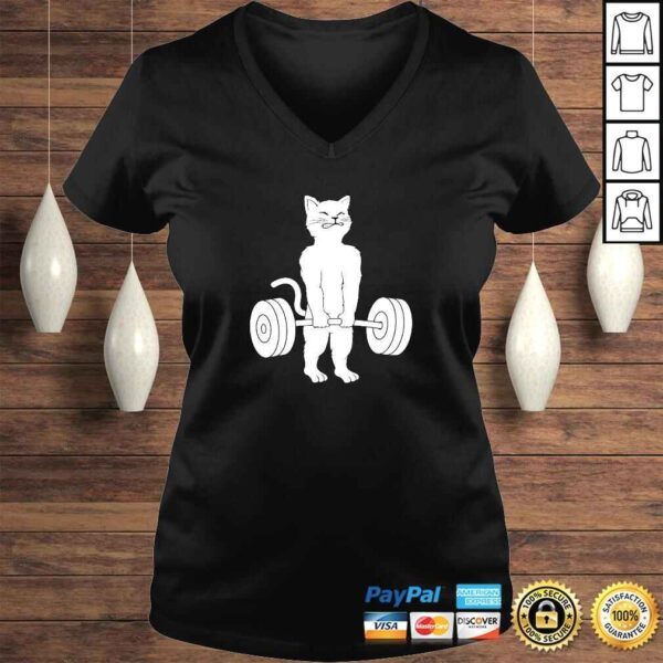 Cat Deadlift Hoodie - Powerlifting Kitty Sweater, Muscle Cat Pullover Hoodie - Image 2