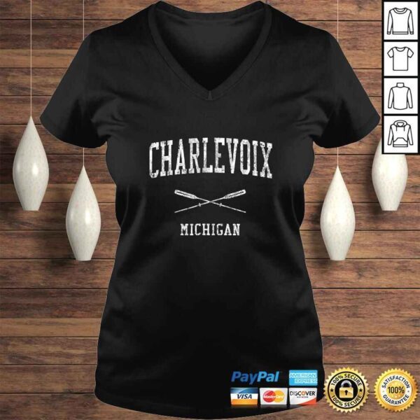 Charlevoix Michigan MI Vintage Nautical Sports Design Tee - Image 2