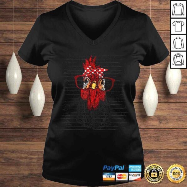 Chicken with bandana headband and glasses cute TShirt - Image 2