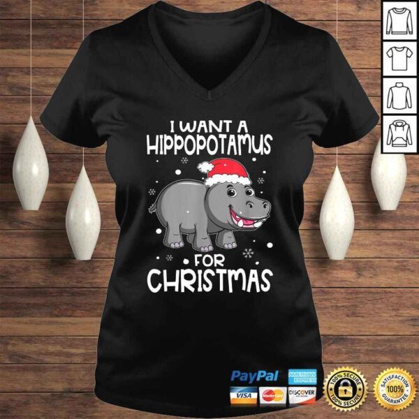 Christmas - I Want A Hippopotamus For Christmas Tee T-Shirt - Image 2