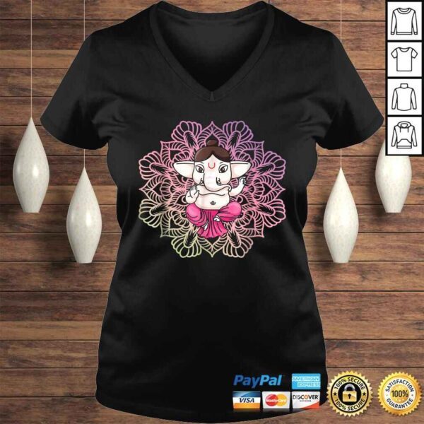 Cute Ganesh Tee - Ganesha in Lotus Meditation Mandala Shirt - Image 2