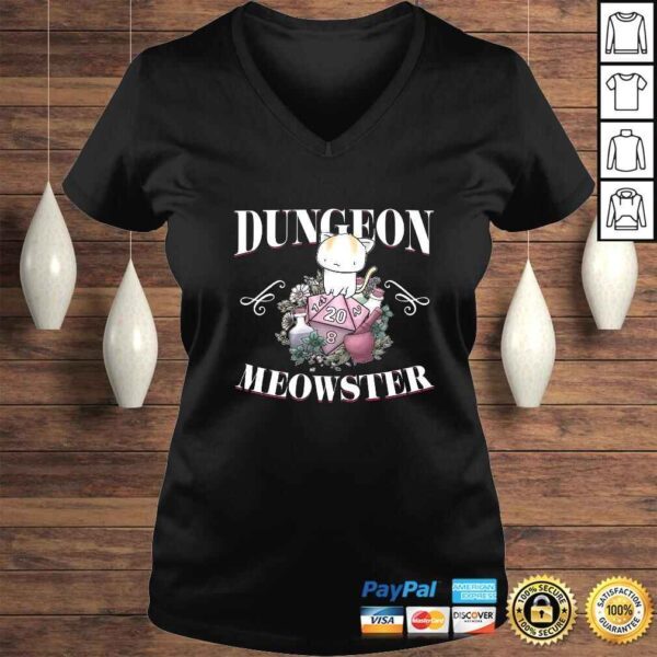 Dungeon Meowster Funny DnD Gamer Cat Lover D20 V-Neck T-Shirt - Image 2