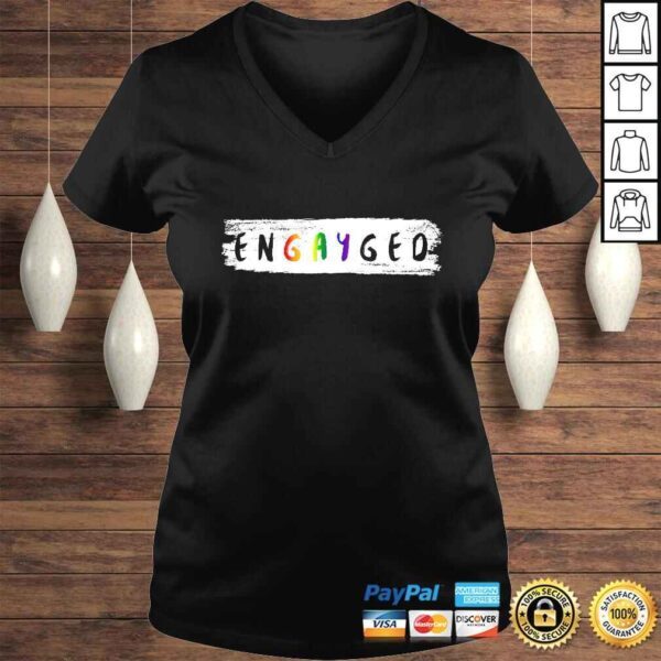 Engayged Lesbian and Gay LGBT Pride EngagemenV-Neck T-Shirt - Image 2