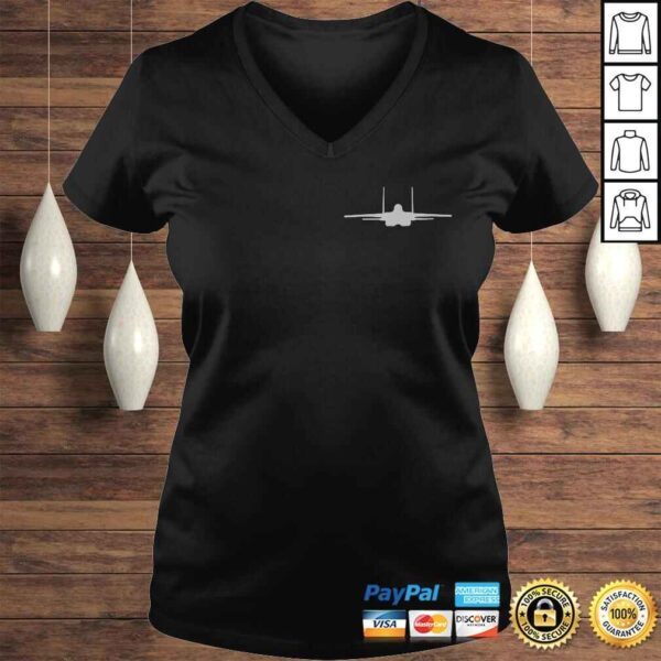 F-15 Eagle Fighter Jet Aircraft Silhouette and Tri-View V-Neck T-Shirt - Image 2