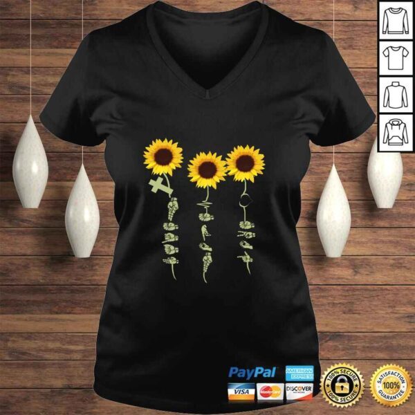 Faith Hope Love Sunflower Shirt Gift For Hand Sign Language Long Sleeve TShirt - Image 2