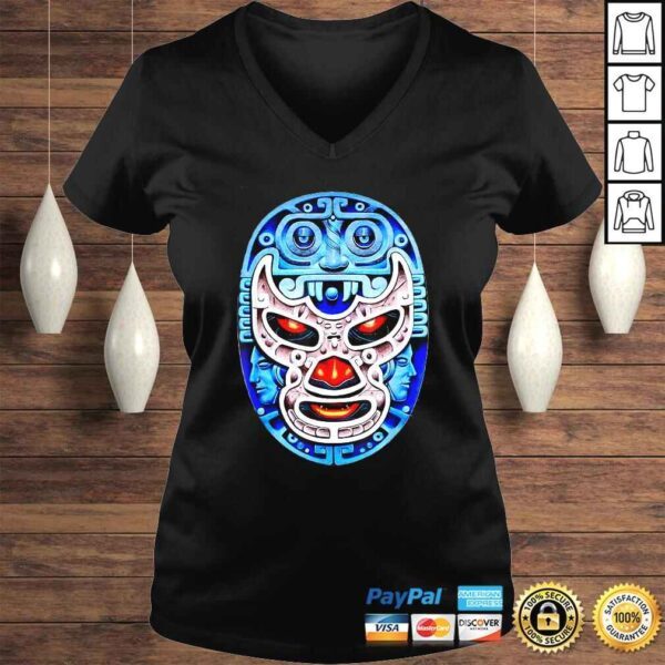 Feel-Ink Demon Blue Lucha Libre Wrestler Aztec Design Shirt - Image 2