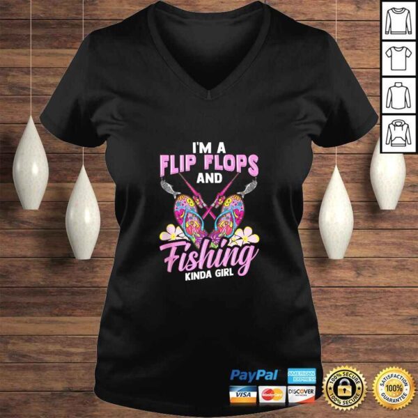 Flip Flops And Fishing Kinda Girl Gift Women Fishing TShirt - Image 2