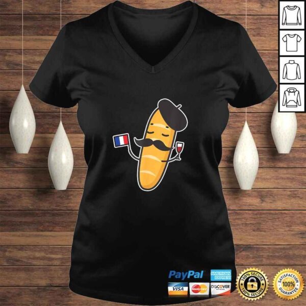 French Baguette Holding A French Flag And Wine Glass Tee Shirt - Image 2