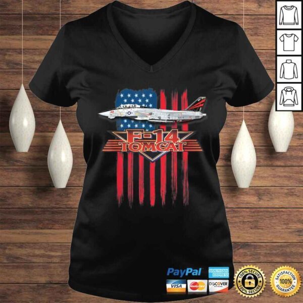 Funny A Patriotic Navy F-14 Tomcat and the American flag. Shirt - Image 2