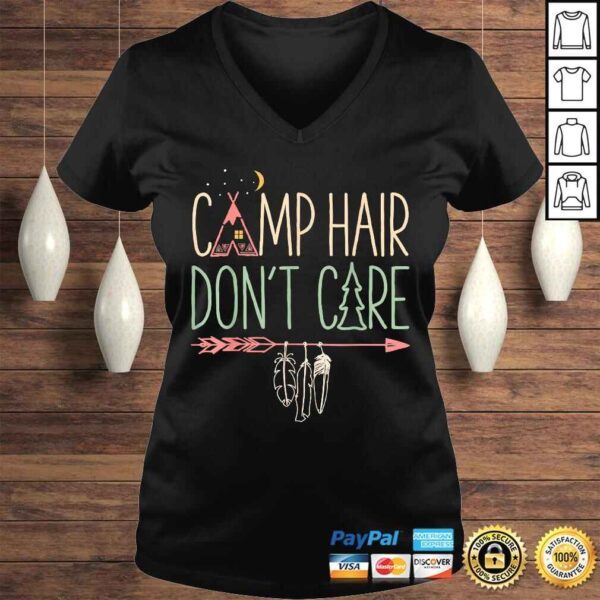 Funny Camp Hair Don't Care Shirt Camping Camper Women Girls Kids Gift TShirt - Image 2