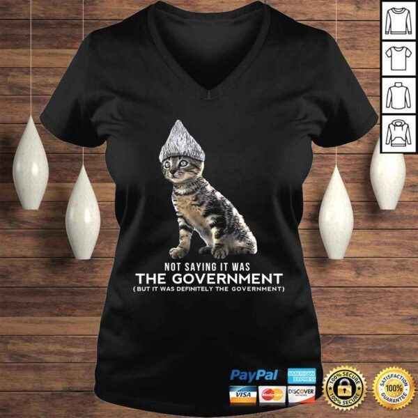 Funny Conspiracy Cat Tin Foil Hat GovernmenShirt Gift Men - Image 2