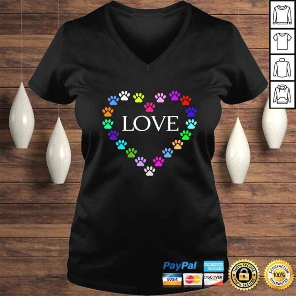 Funny Cute Colorful Heart I Love My Cat Dog Animal Paws Gift TShirt - Image 2