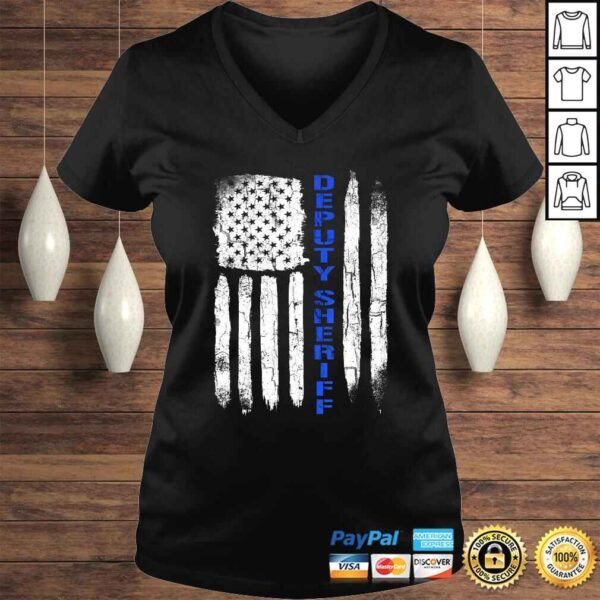 Funny Deputy Sheriff Shirts for Men Thin Blue Line American Flag Tee Shirt - Image 2