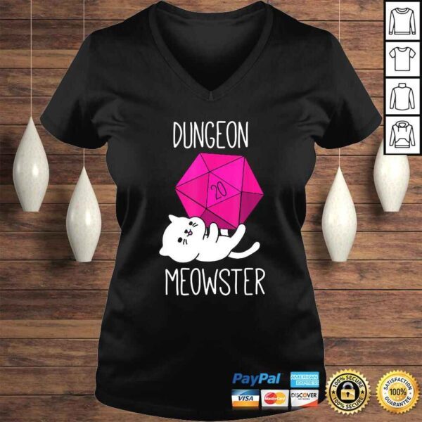 Funny Dungeon Meowster Funny Nerdy Cat D20 Dice RPG Gamer TShirt - Image 2