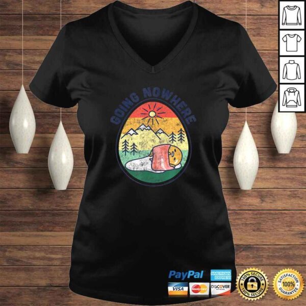 Funny Gudetama the Lazy Egg Camping Going Nowhere V-Neck T-Shirt - Image 2