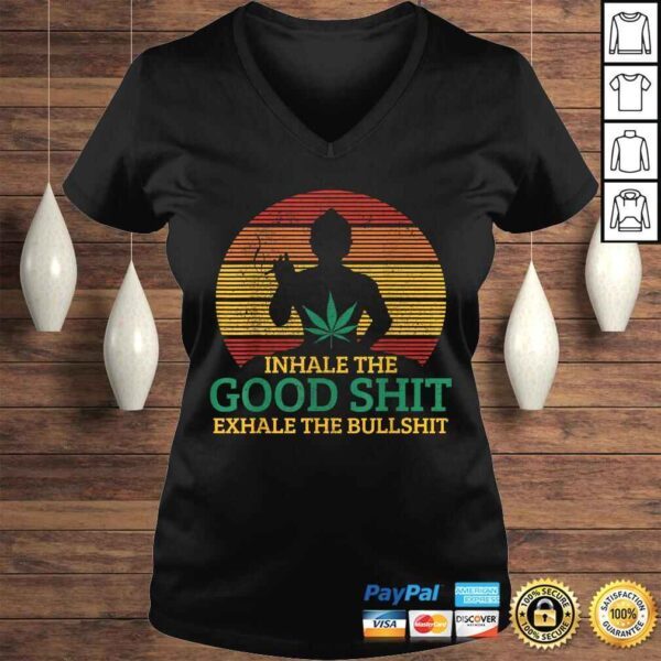 Funny Inhale The Good Shit Exhale Bullshit Buddha Cannabis Weed TShirt - Image 2