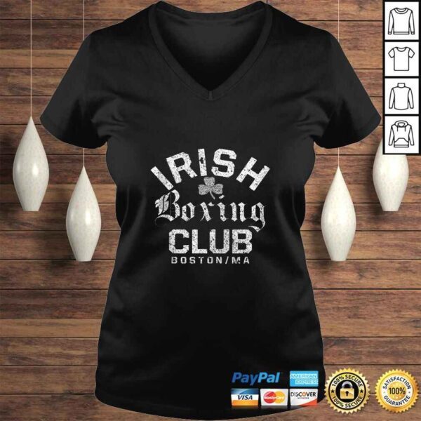 Funny Irish Boxing Club Boston Shamrock Distressed Gift Shirt - Image 2