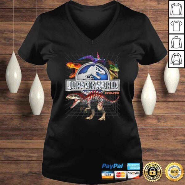 Funny Jurassic World Evolved Dino Grid T-Rex Graphic Shirt - Image 2