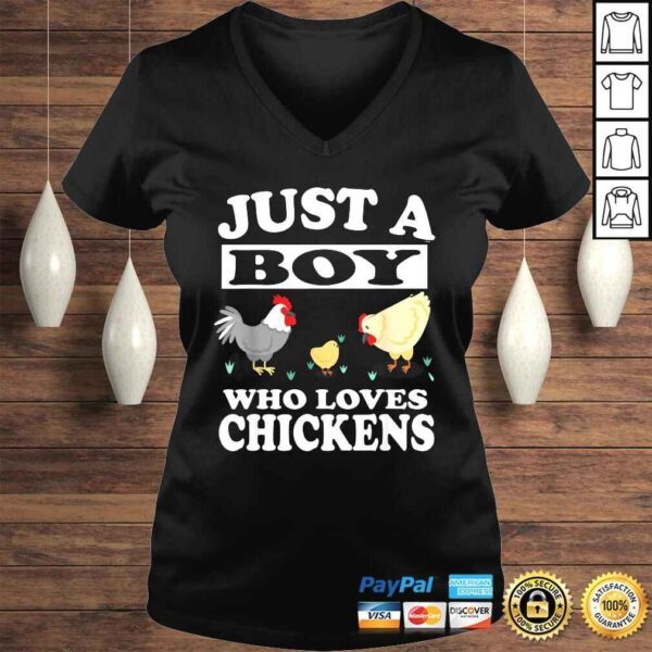 Funny Just A Boy Who Loves Chickens Farm Chicken TShirt Gift - Image 2