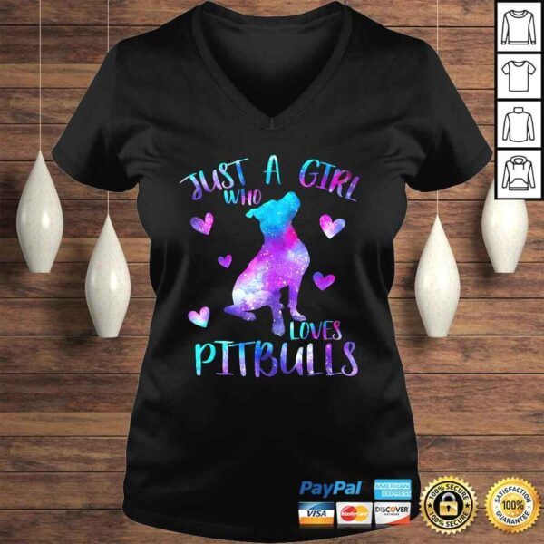 Funny Just a Girl Who Loves Pitbulls Galaxy Space Pitbull Mom Gift TShirt - Image 2