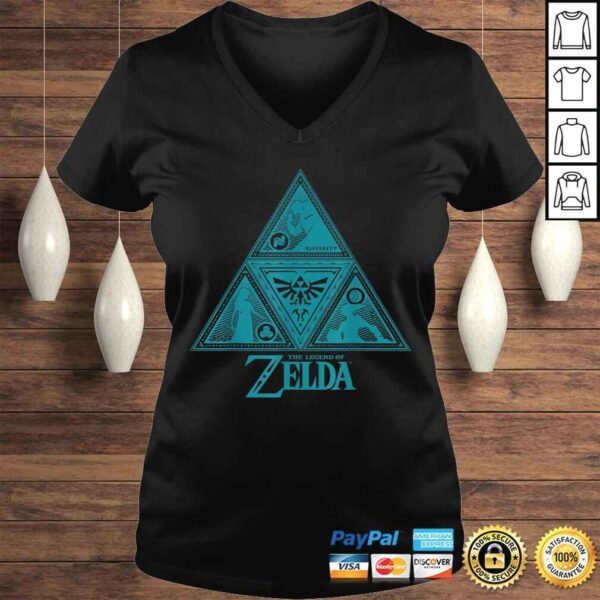 Funny Legend of Zelda Teal Triforce Symbolism Graphic Tee Shirt - Image 2