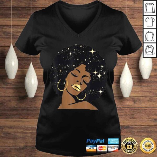 Funny Lips Stars Black Girl Magic Afro Diva Gift Melanin Tee T-Shirt - Image 2