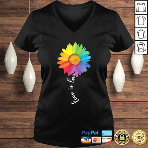 Funny Love Is Love Rainbow Sunflower LGBT Gay Lesbian Pride Tee Shirt - Image 2