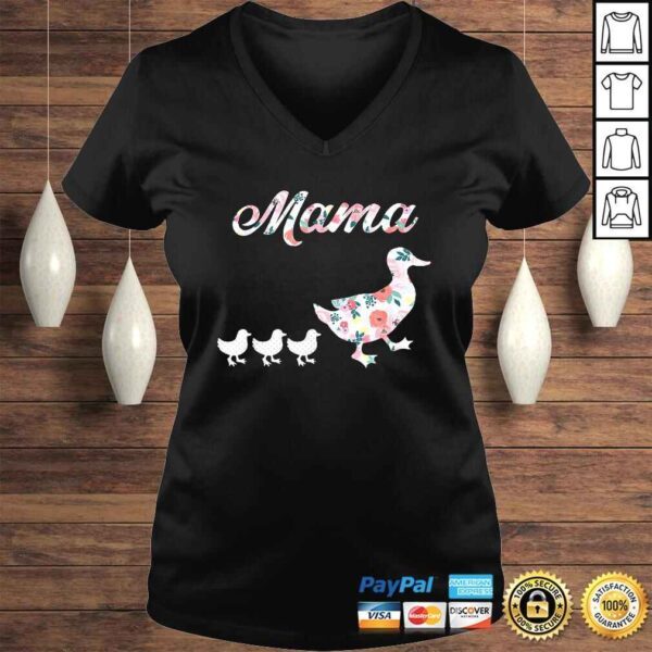 Funny Mama Duck Shirt, Mama Duck and 3 Ducklings, Floral Mom of 3 TShirt - Image 2