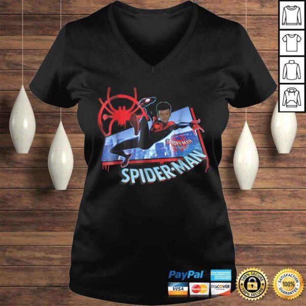 Funny Marvel Spider-Man Into the Spider-Verse Miles Kick V-Neck T-Shirt - Image 2