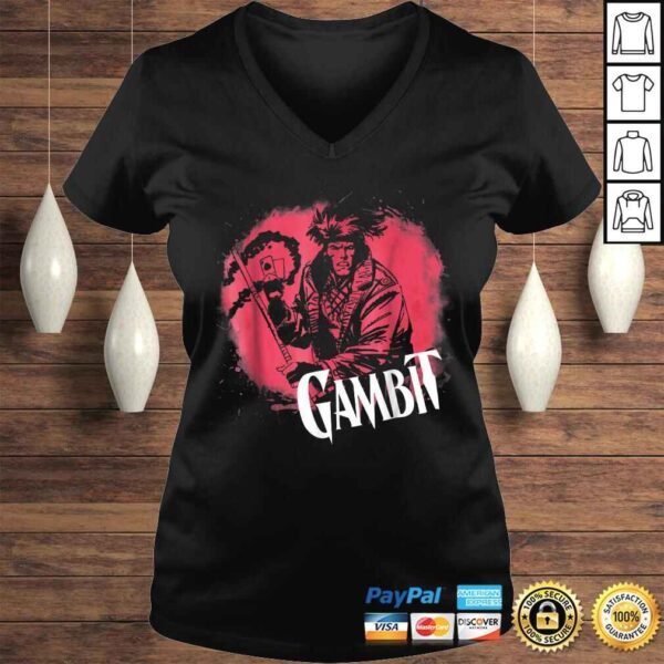 Funny Marvel XMen Gambit Circle Splatter Graphic V-Neck T-Shirt - Image 2