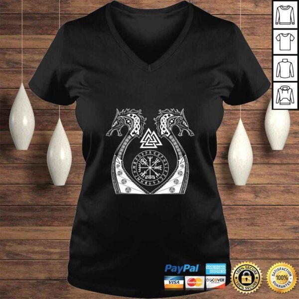 Funny Norse Mythology Odin Wolfs Viking Valknut Vegwisir TShirt - Image 2