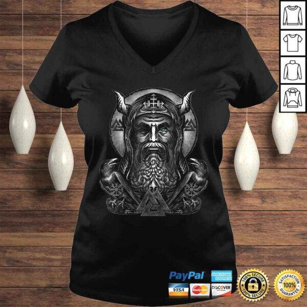 Funny Odin Viking Norse God Huginn & Muninn Ravens Shirt - Image 2