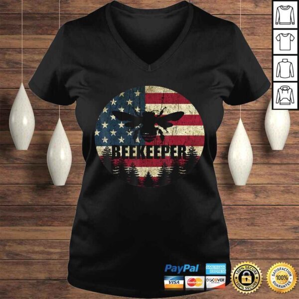 Funny Patriotic Beekeeper Shirt American Flag 4th of july Gift Bee TShirt - Image 2