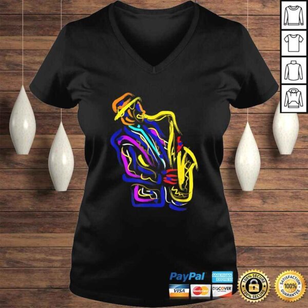 Funny Saxophonist Jazz Musician Gift Idea Saxophone V-Neck T-Shirt - Image 2