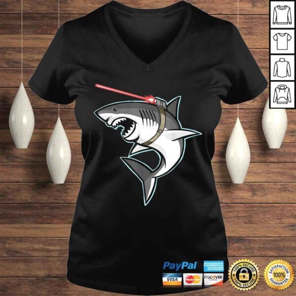 Funny Shark with Laser Beam Graphic Shirt - Image 2