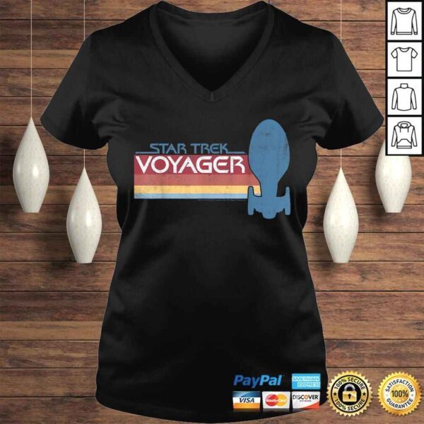 Funny Star Trek Voyager Retro Rainbow Stripe TShirt - Image 2