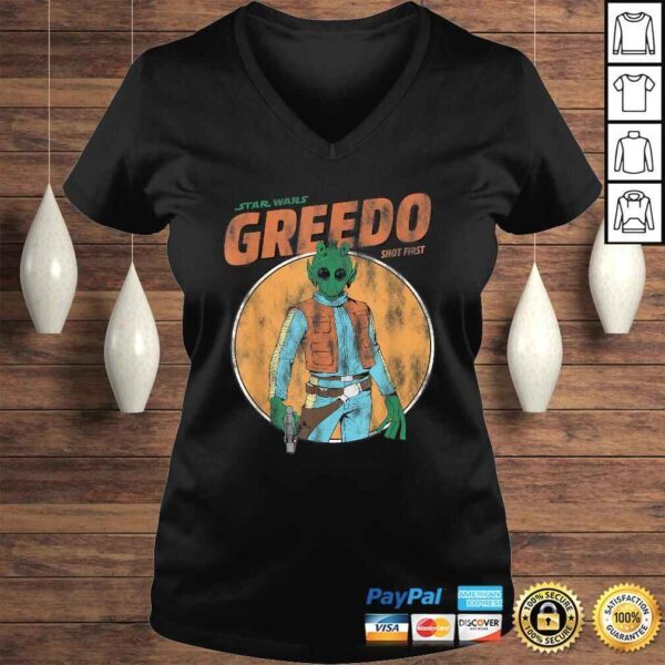 Funny Star Wars Greedo Shot First Retro TShirt - Image 2