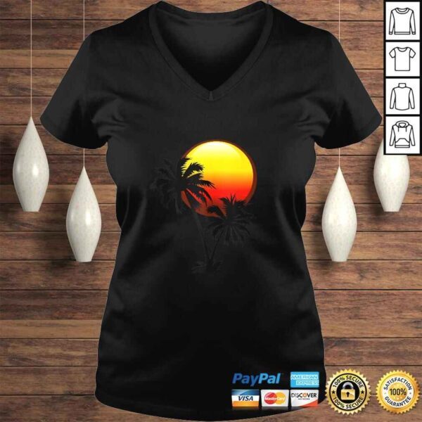 Funny Sunset and Palm Trees Tropical Tee Shirt - Image 2