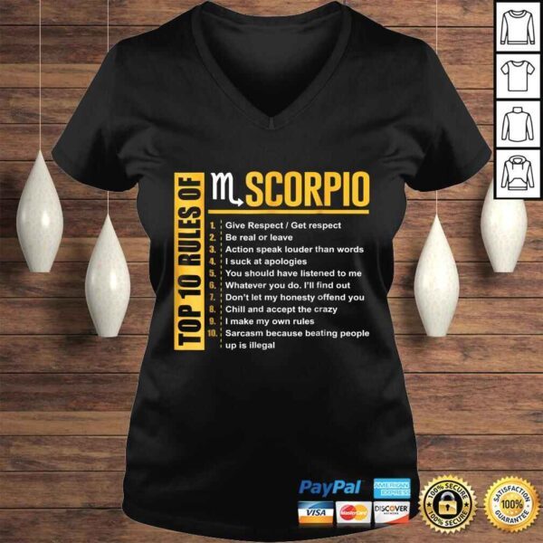 Funny Top 10 Rules of Scorpio Birthday Shirt - Image 2