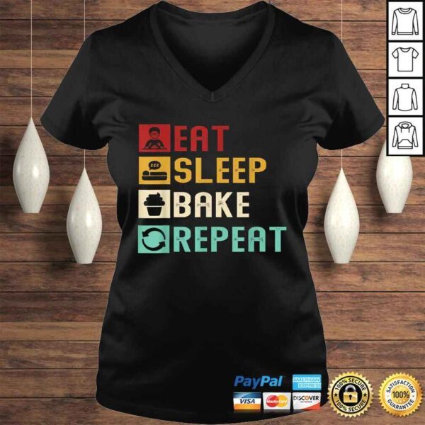 Funny Vintage Eat Sleep Bake Repeat Funny Baking Baker Bakery TShirt Gift - Image 2